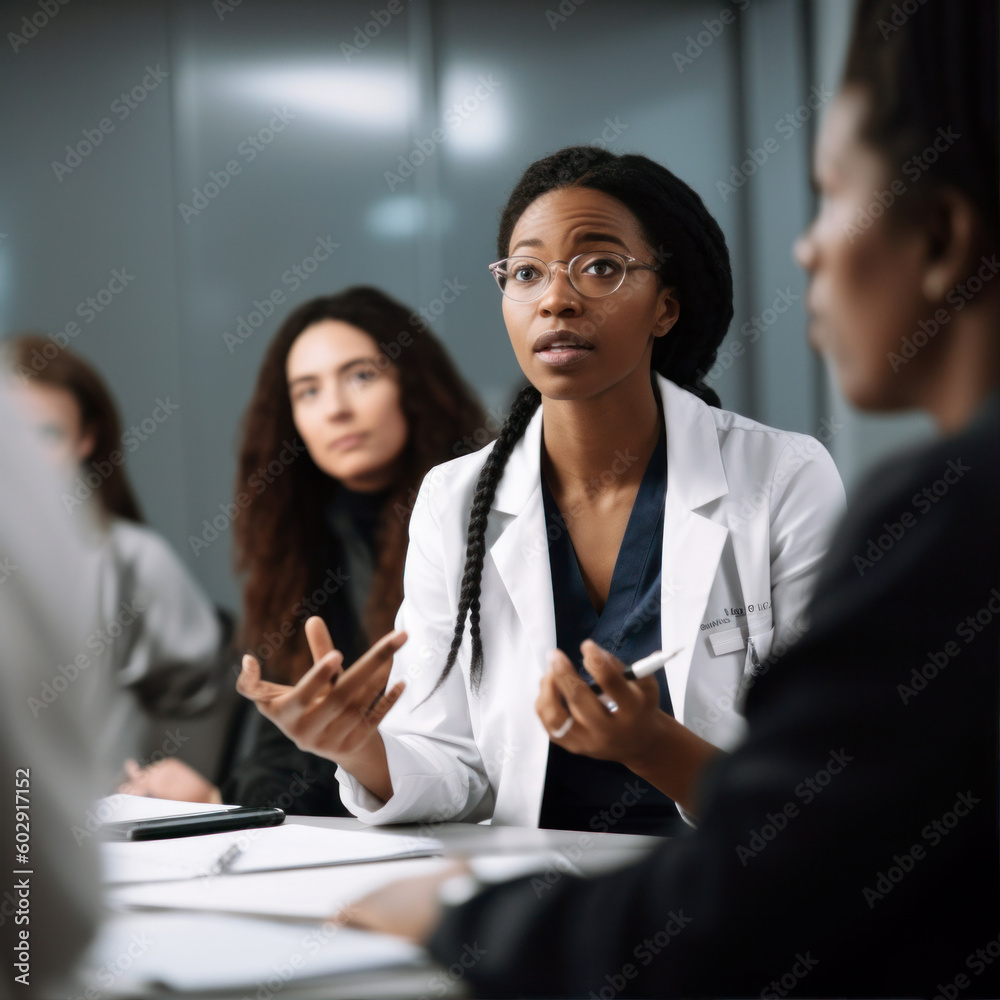 black female doctor meeting with colleagues black female doctor meeting with colleagues