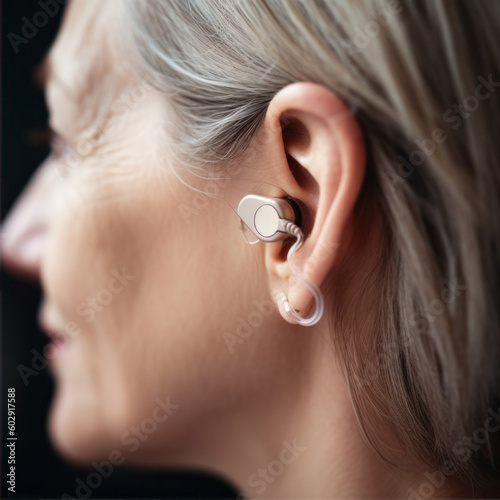 model with hearing aid, generative ai