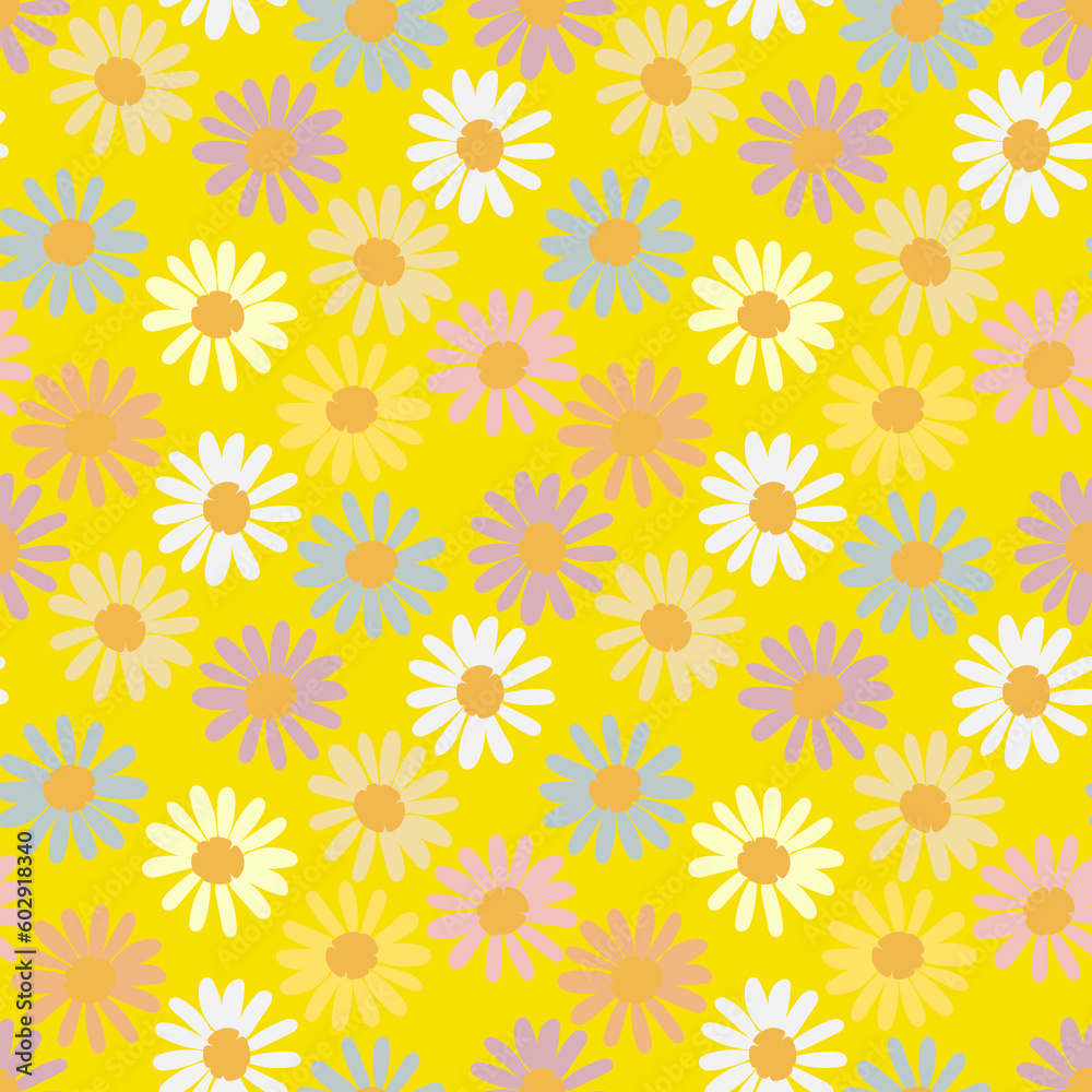 Seamless daisies pattern, Garden endless print, Summer blossom background, Flower wallpaper, Groovy daisy backdrop, Trendy floral design Seamless daisies pattern, Garden endless print, Summer blossom background, Flower wallpaper, Groovy daisy backdrop, Trendy floral design