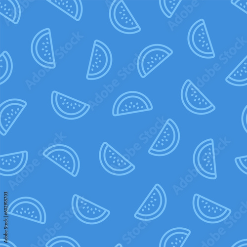Blue seamless pattern with watermelon slice