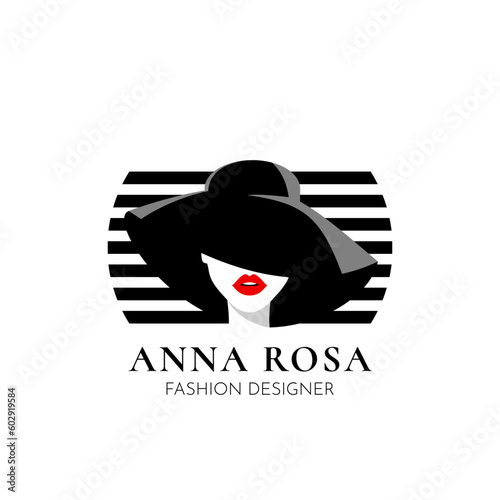 Fashion logo for business, boutique, fashion clothes shop, beauty salon, dress store label. Vector illustration