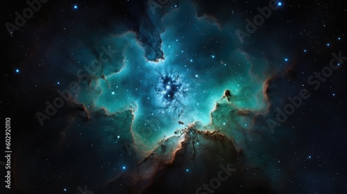 Beautiful space and nebula background made with generative ai
