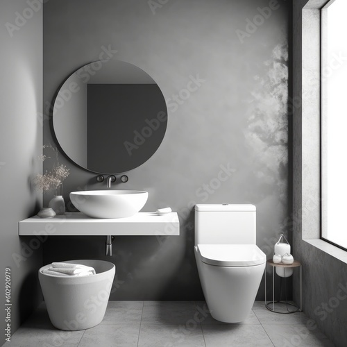 beautiful  home interior design powder room contemporary interior design elevation look at counter with basin and dressing mirror home concept, image ai generate