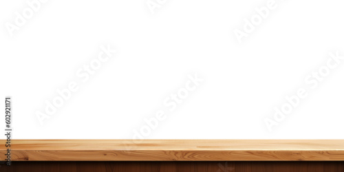 Wooden table top shelf  isolate object generative ai