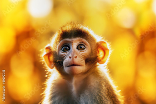 Little monkey in forest sunset portrait generative ai © Silvaz Studio