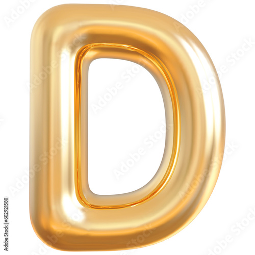 Alphabet Letter D Golden 3d font