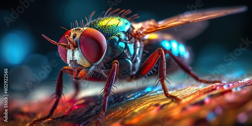 AI Generated. AI Generative. Creepy spooky insect fly photo realistic illustration. Graphic Art