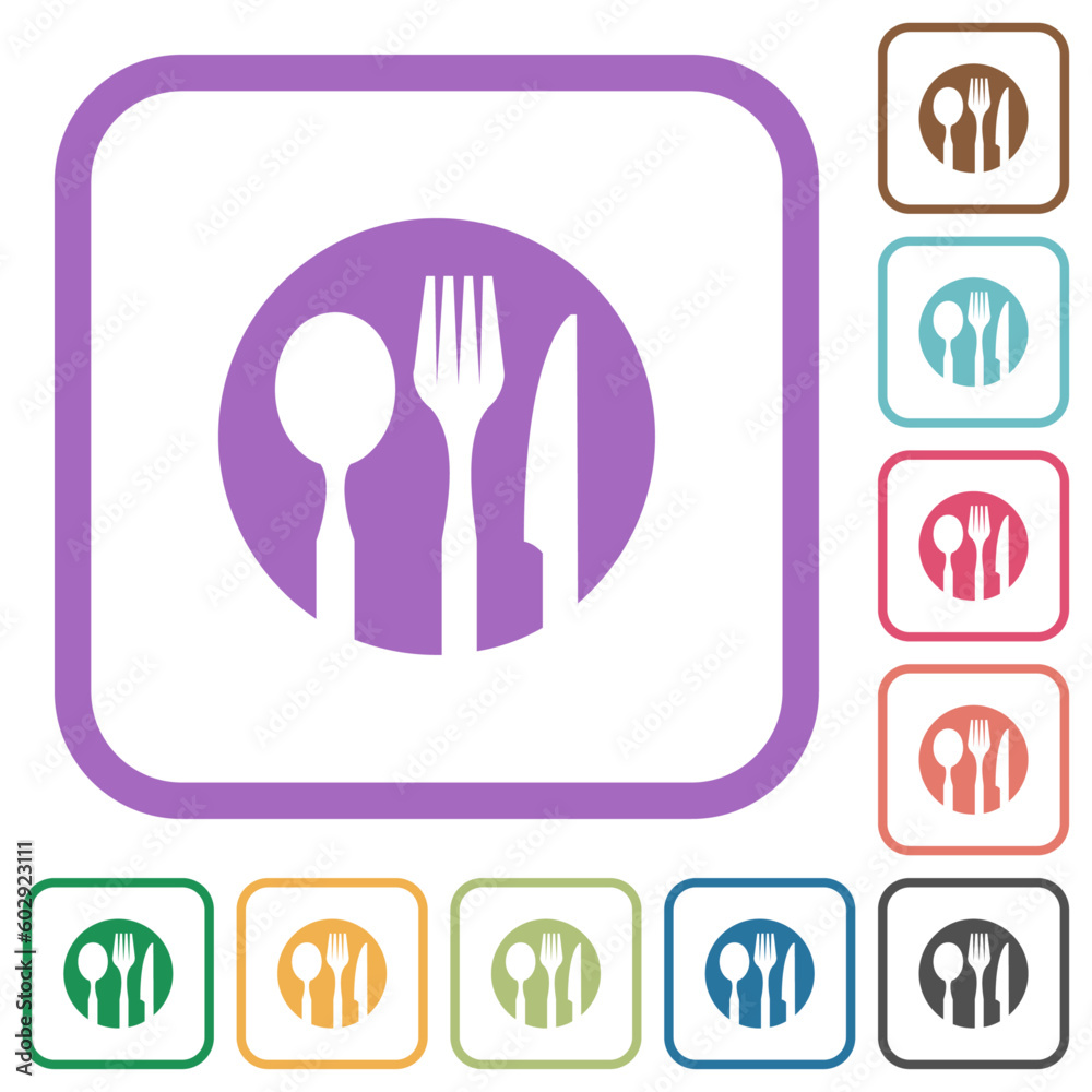 Tableware set solid simple icons Tableware set solid simple icons