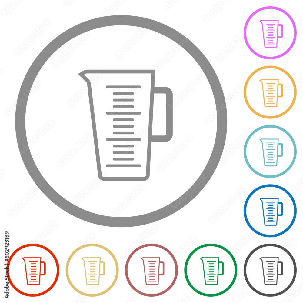 Measuring cup outline flat icons with outlines Measuring cup outline flat icons with outlines