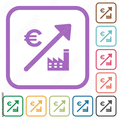 Rising power plant european Euro prices simple icons
