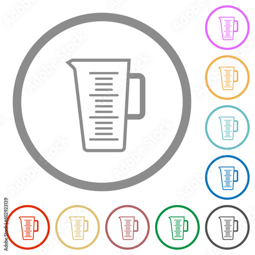 Measuring cup outline flat icons with outlines