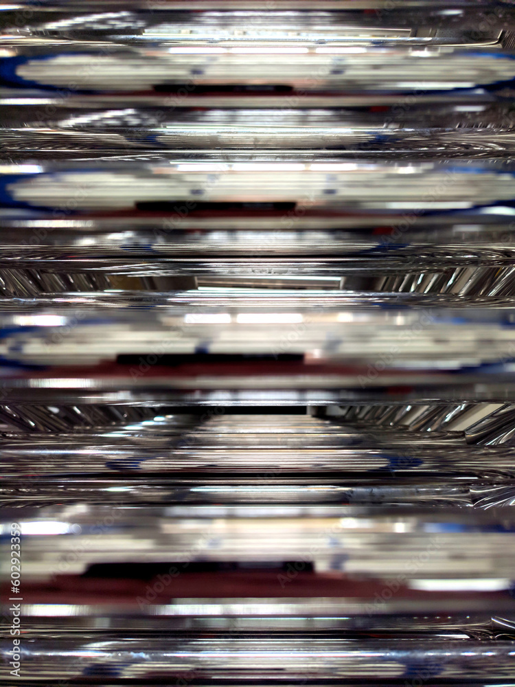 many polished stainless steel pipes texture