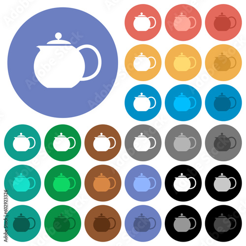 Teapot solid round flat multi colored icons