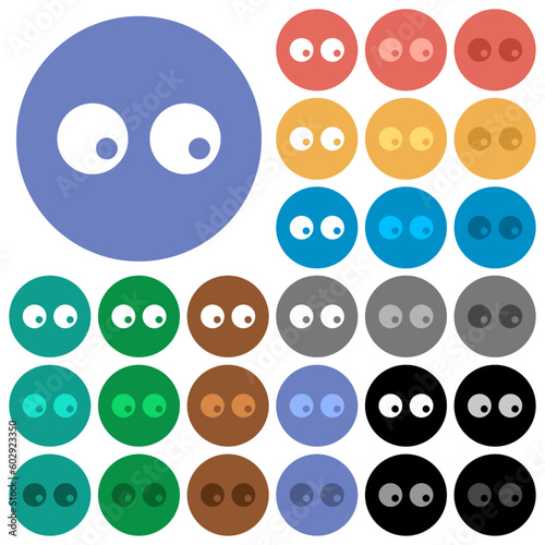 Watching eyes solid round flat multi colored icons