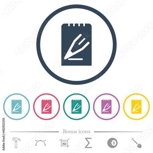 Edit note solid flat color icons in round outlines