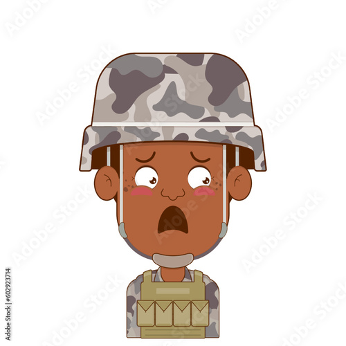 soldier surprised face cartoon cute