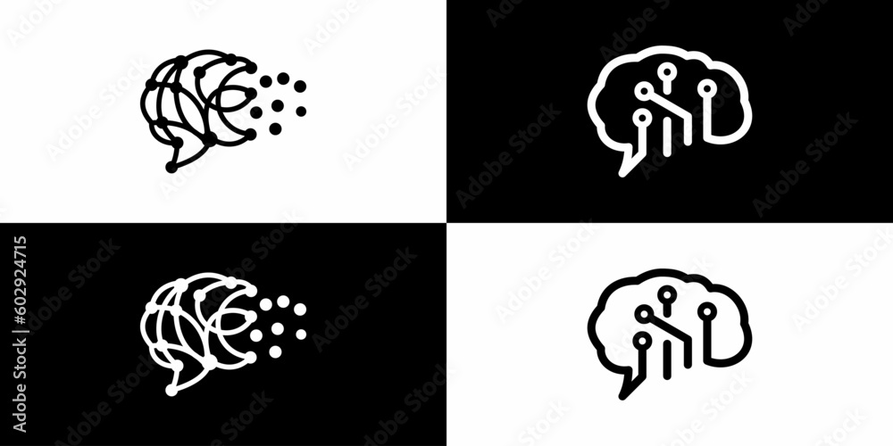 Brain technology logo design vector EPS10