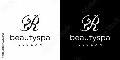 Letter R for beauty spa logo design vector vector eps 10.