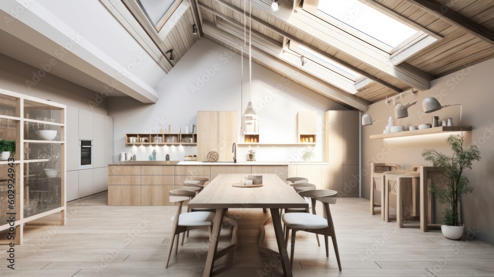 dining area decorate in lift interior style dining room with skylight daytime,image ai generate dining area decorate in lift interior style dining room with skylight daytime,image ai generate