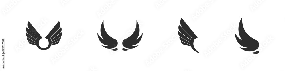 Wings emblem vector set. Feather wing icon collection. Wings emblem vector set. Feather wing icon collection.