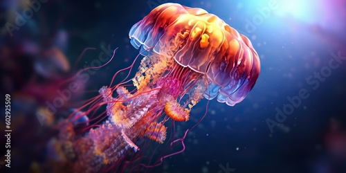 AI Generated. AI Generative. Sea underwater jelly fish jellyfish meduza. Graphic Art © AkimD