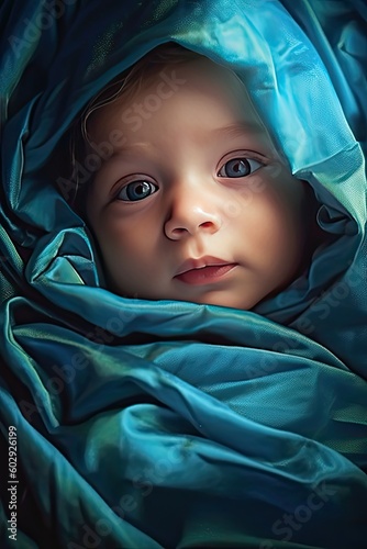 Portrait of a newborn baby boy. Generative AI