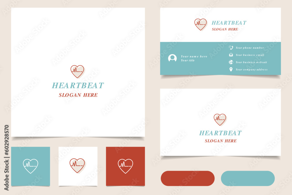 Heartbeat logo design with editable slogan. Branding book and business card template. Heartbeat logo design with editable slogan. Branding book and business card template.