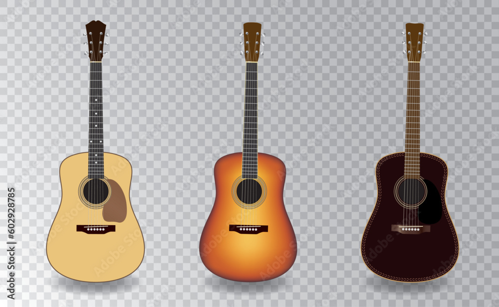 Obraz premium three different acoustic guitars, vector illustration