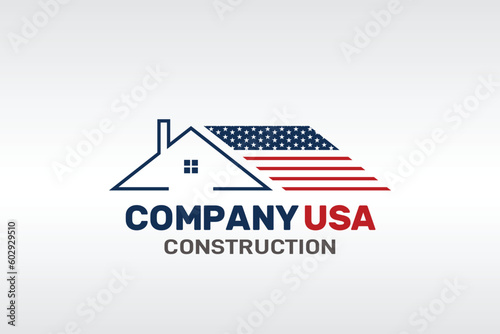 Unique Real Estate USA Logo Design template