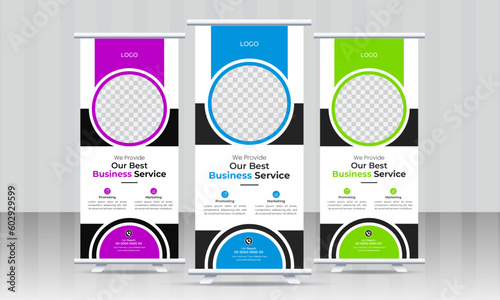 Corporate Roll Up Banner Signage Standee Template, Creative business agency pull up