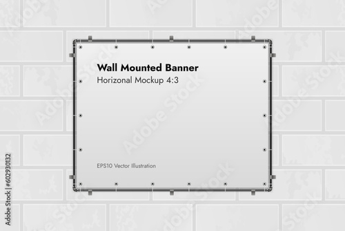 Wall Mounted Banner on Marble Background Vector Illustration.