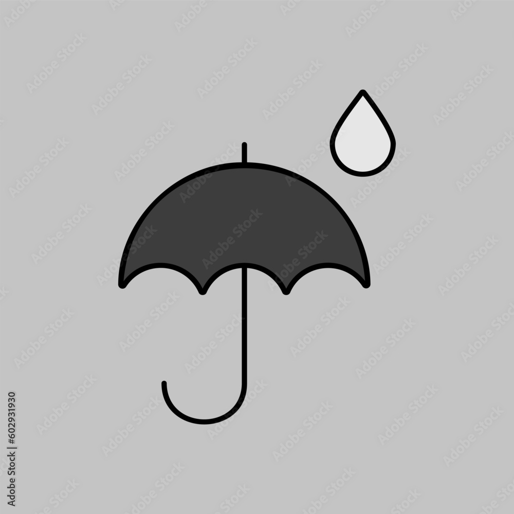 Umbrella and rain drops vector icon. Weather sign Umbrella and rain drops vector icon. Weather sign