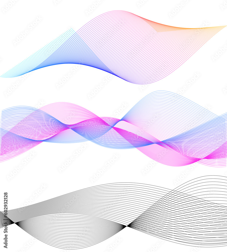 Set Abstract lines colors design element on white background of waves. Vector Illustration eps 10 for grunge elegant business card, print brochure, flyer, banners, cover book, label, fabric Set Abstract lines colors design element on white background of waves. Vector Illustration eps 10 for grunge elegant business card, print brochure, flyer, banners, cover book, label, fabric