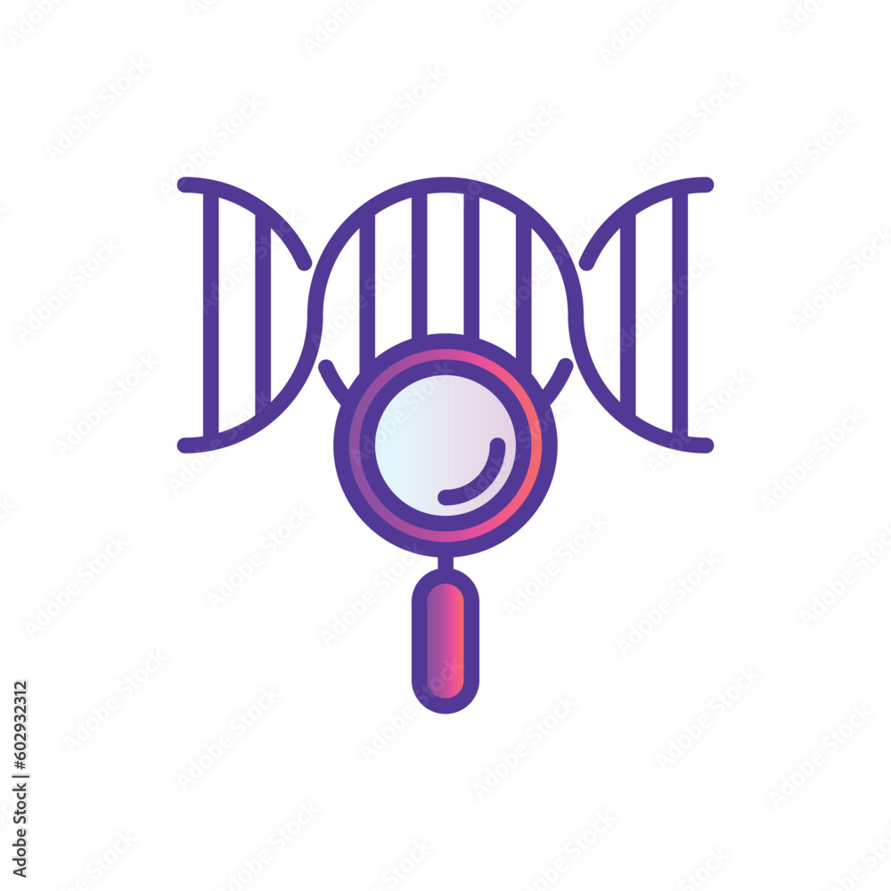 DNA test thin line icon. Genetic test. DNA chain under magnifying glass. Modern vector illustration of genetic research. DNA test thin line icon. Genetic test. DNA chain under magnifying glass. Modern vector illustration of genetic research.