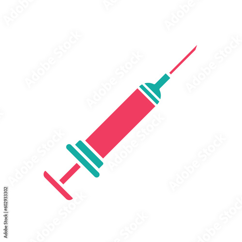 syringe, icon, color, vector, illustration, design, template, flat, style