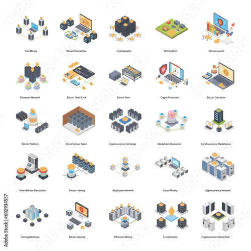 Blockchain Isometric Illustrations

