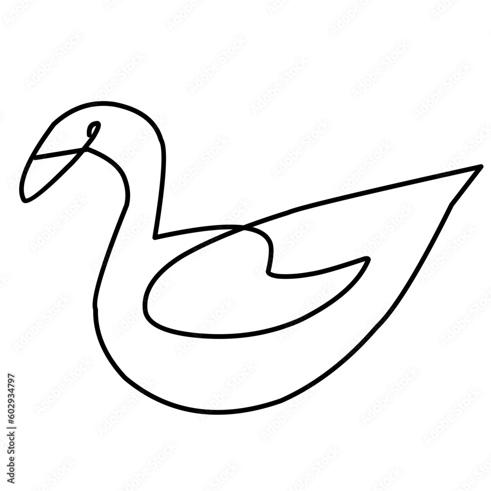 Fototapeta premium Swan Continuous Line Drawing 