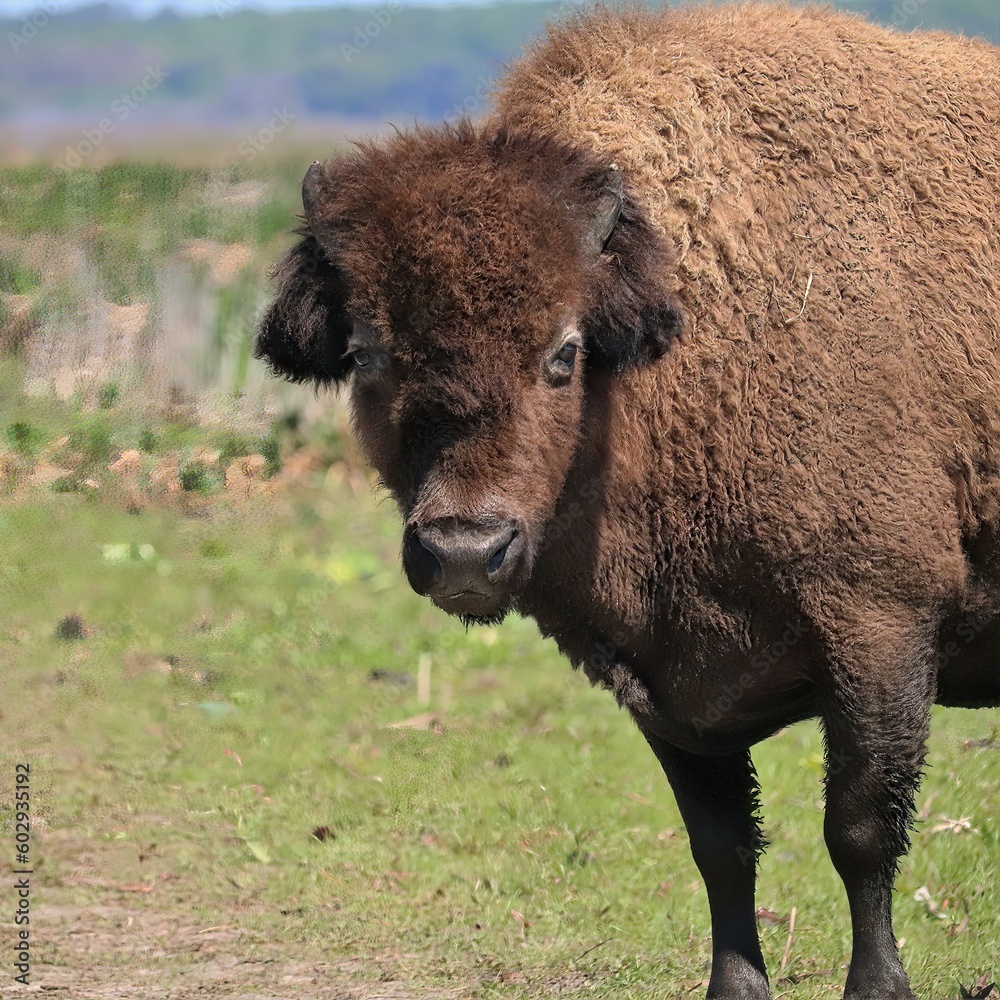 American Bison Roaming Paynes Prairie in Florida