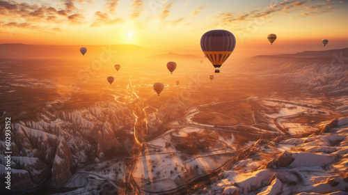 A Spectacular Symphony: Cappadocia's Hot Air Balloons Dance in the Sky, Generative AI