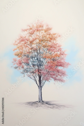 Colourfull Tree illustration. Mystical Trees. Generative AI © Daniel