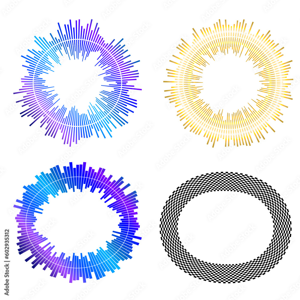 Set Design elements symbol Editable halftone frame dot circle pattern on white background. Vector illustration eps 10 frame with black random dots. Round border Icon using halftone circle dots text