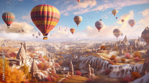 Cappadocia Balloon Fiesta: A Kaleidoscope of Hot Air Balloons. Generative AI