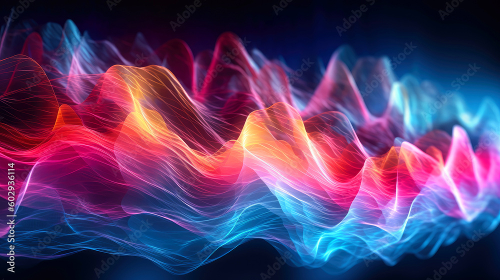 Fototapeta premium Colorful sound waves. Generative AI