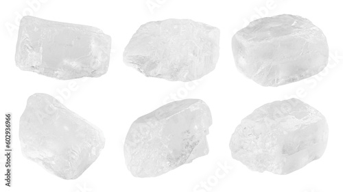 Rock sea salt isolated on white background, full depth of field photo