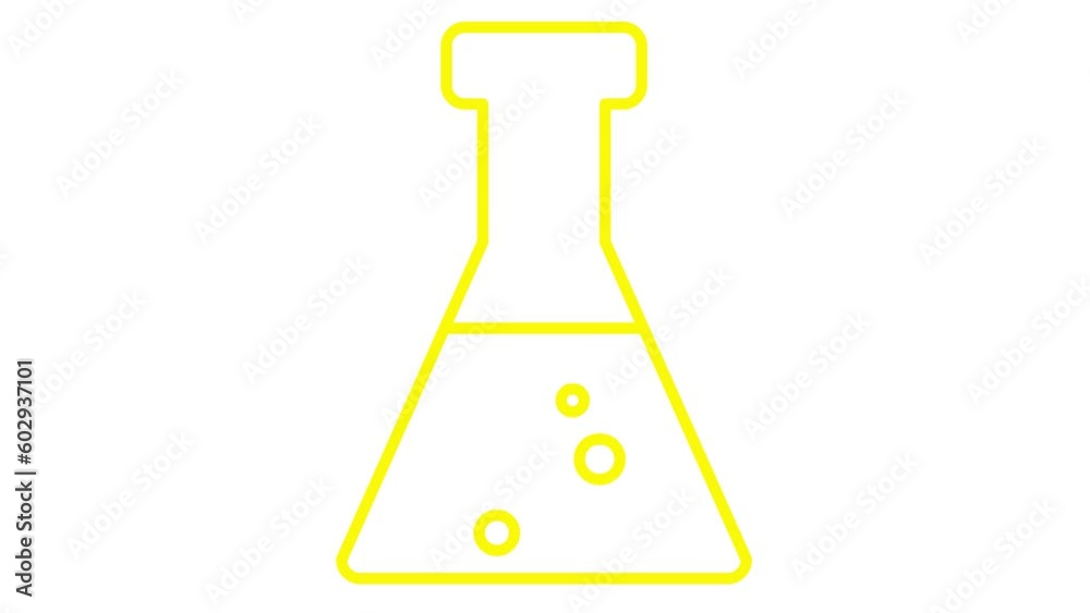 Animated yellow beaker with liquid. Symbol of analyses. Concept of chemistry, experiments, research, science. Looped video. Linear vector illustration on white background.
Animated yellow beaker with liquid. Symbol of analyses. Concept of chemistry, experiments, research, science. Looped video. Linear vector illustration on white background.
