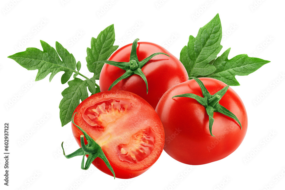 tomato isolated on white background, full depth of field - obrazy, fototapety, plakaty 