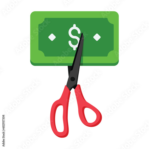 Money cut  vector Flat Icon Design illustration. Shopping and E commerce Symbol on White background EPS 10 File