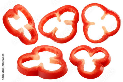 sweet pepper slice, paprika, isolated on white background, full depth of field photo