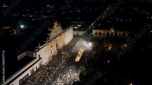 Panoramic View Of Antigua City During The Celebration Of Semana Santa In Guatemala. Aerial Drone Shot photo
