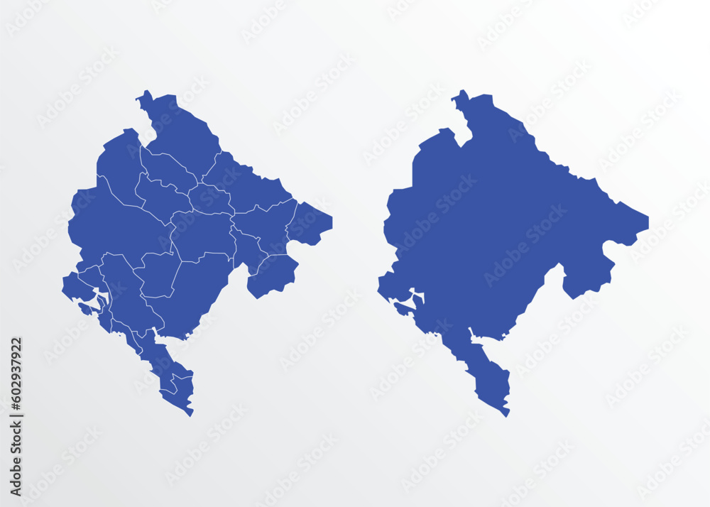 Fototapeta premium Montenegro map vector illustration. blue color on white background